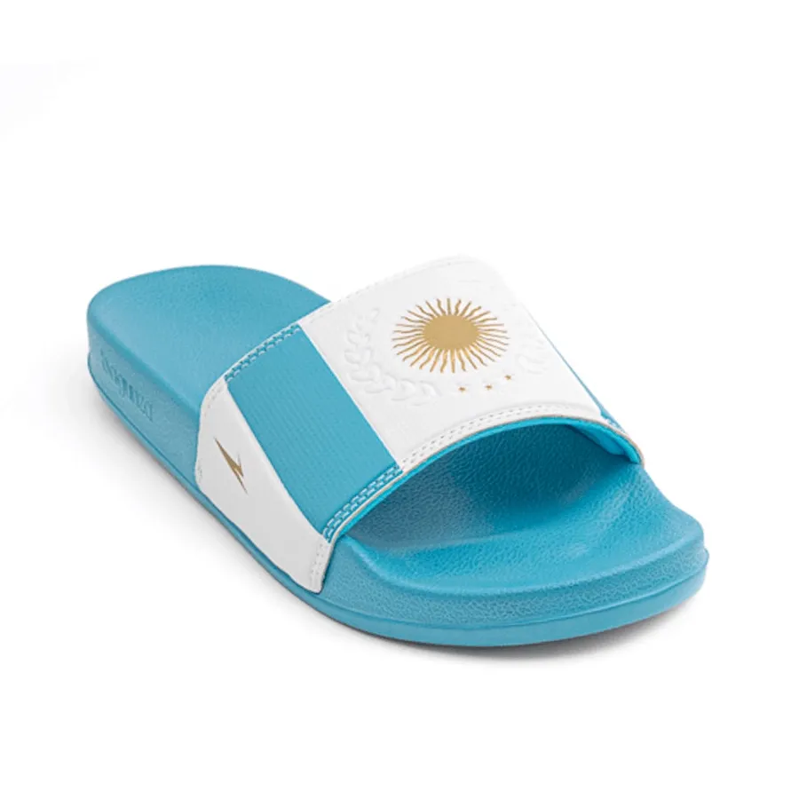 Imagen 2 de 4 de Ojotas Bagunza Argentina Retro Titular-CELESTE/BLANCO