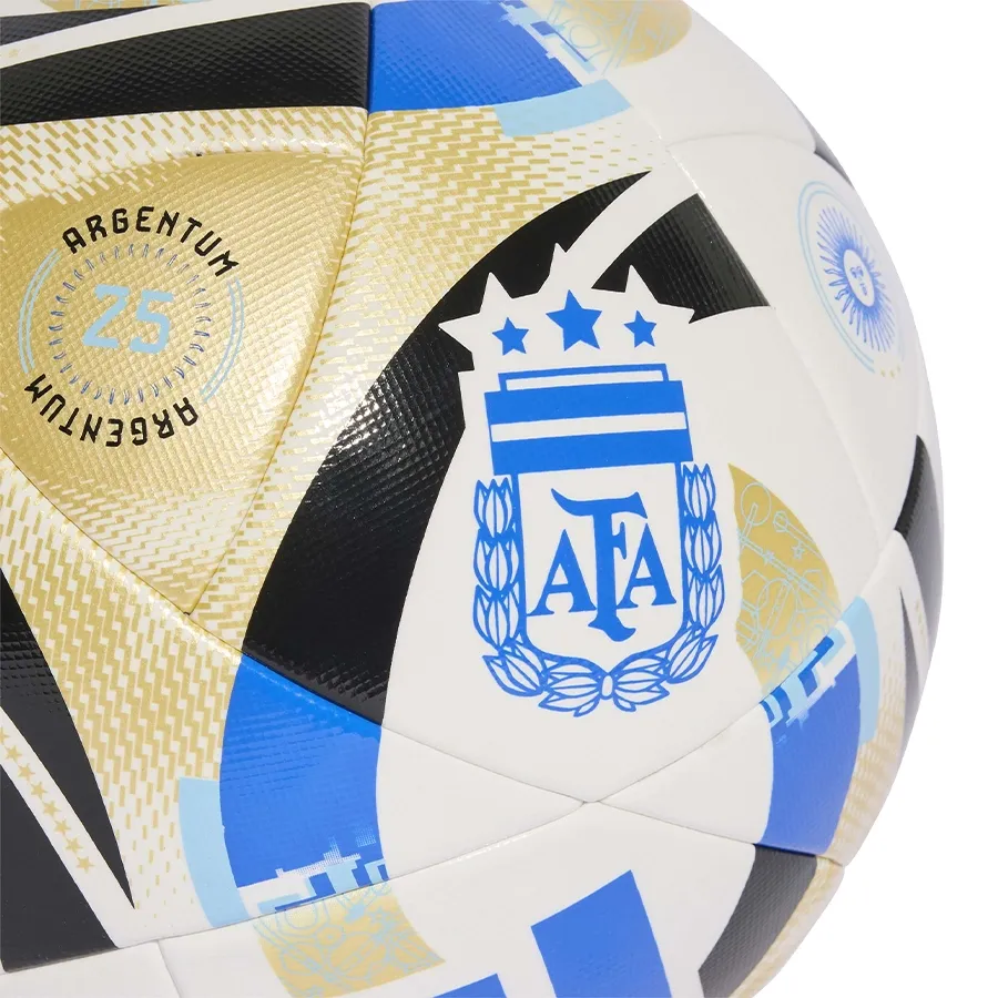 Imagen 2 de 4 de Pelota adidas Competition Argentina AFA 25-BLANCO/NEGRO/DORADO/AZUL