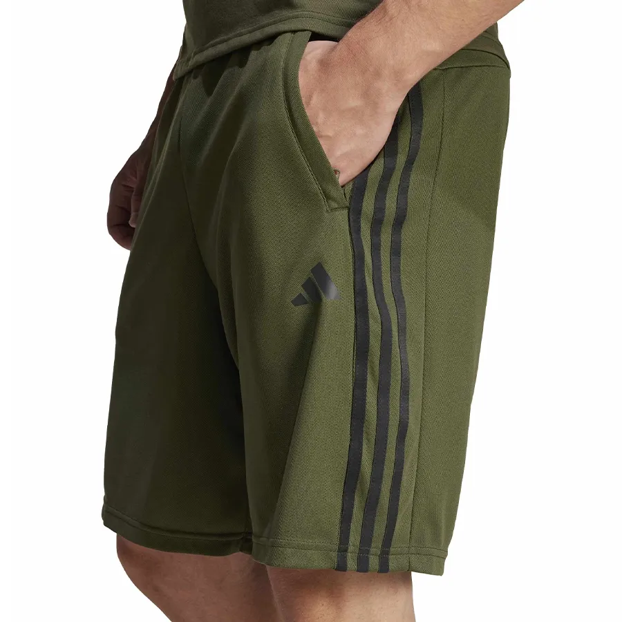 Imagen 2 de 4 de adidas Shorts  Train Essentials Piqué 3 Stripes-OLIVA