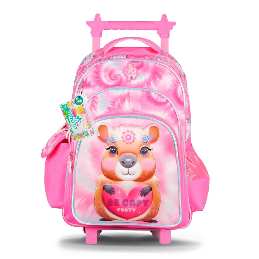Imagen 0 de 7 de Mochila Footy C/Carro Capybag 18"-ROSA/MARRON
